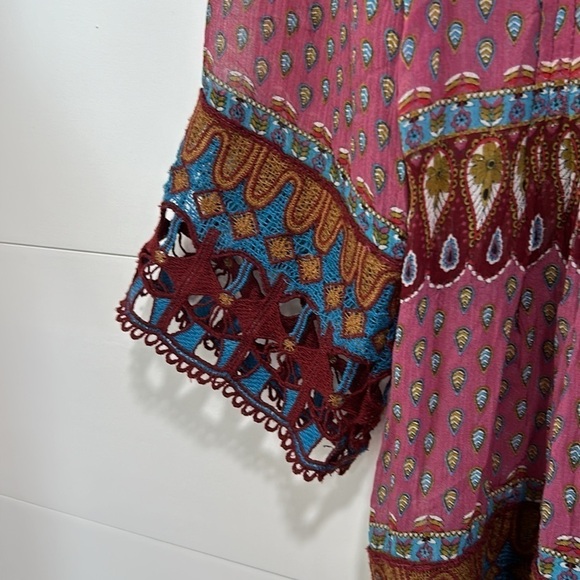 Sundance Button Front 100% Silk Lightweight Blouse Pink Red Blue Petite Small - Picture 4 of 6